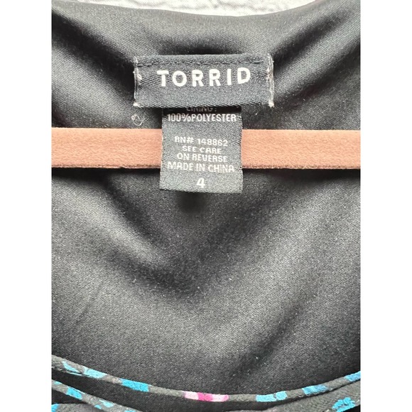 Torrid Black Floral Print Chiffon Bell Sleeve Tunic Womens Plus Size 4X - Picture 6 of 7